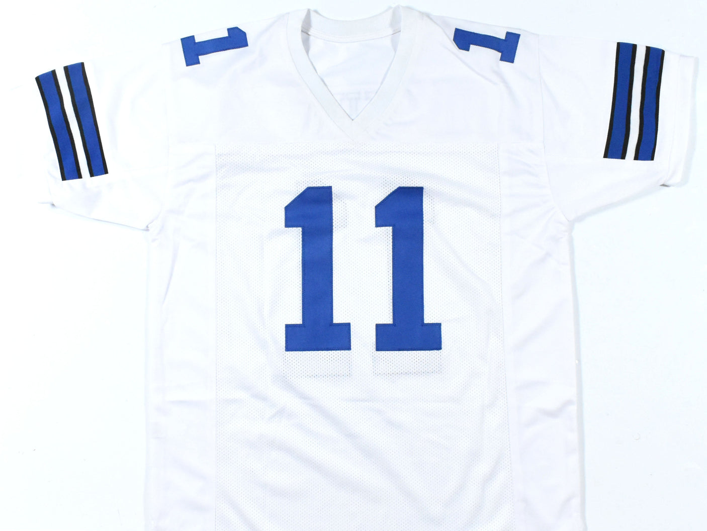 Danny White Autographed White Pro Style Jersey - Beckett W Hologram *Silver