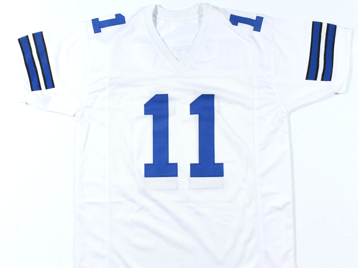 Danny White Autographed White Pro Style Jersey - Beckett W Hologram *Silver