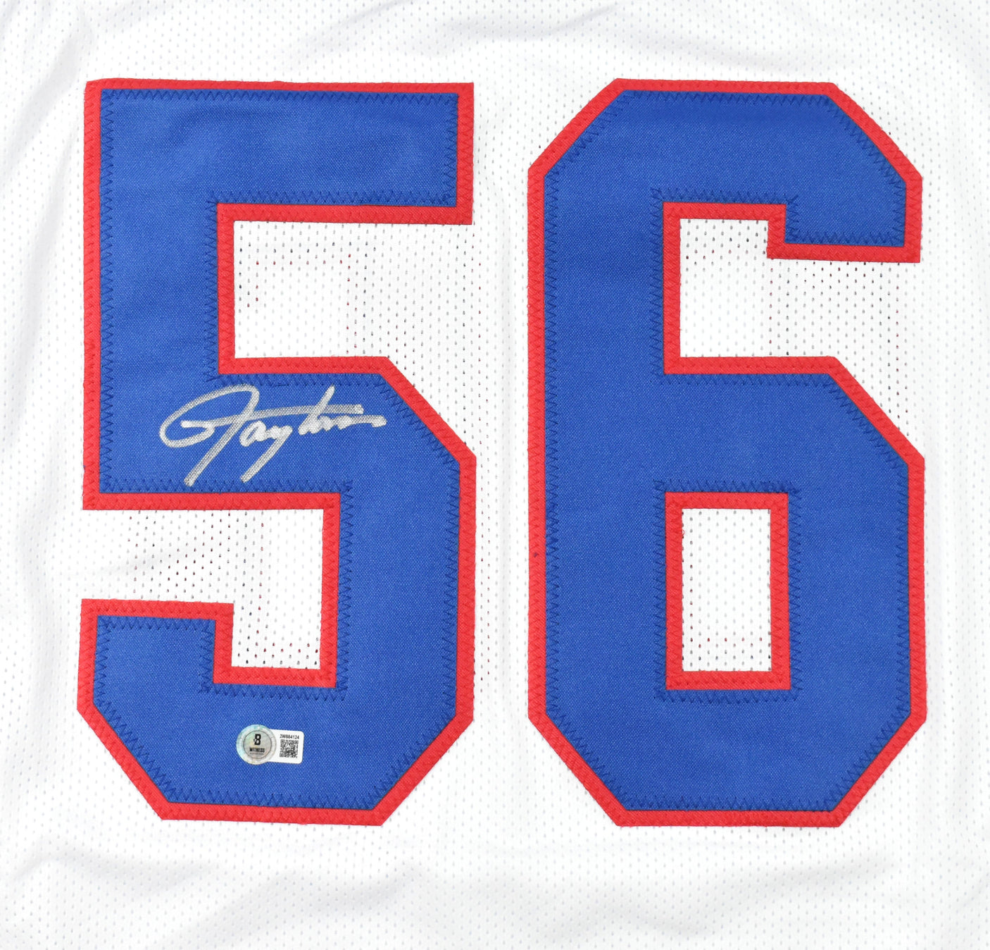 Lawrence Taylor Autographed White Pro Style Jersey - Beckett W Hologram *Silver