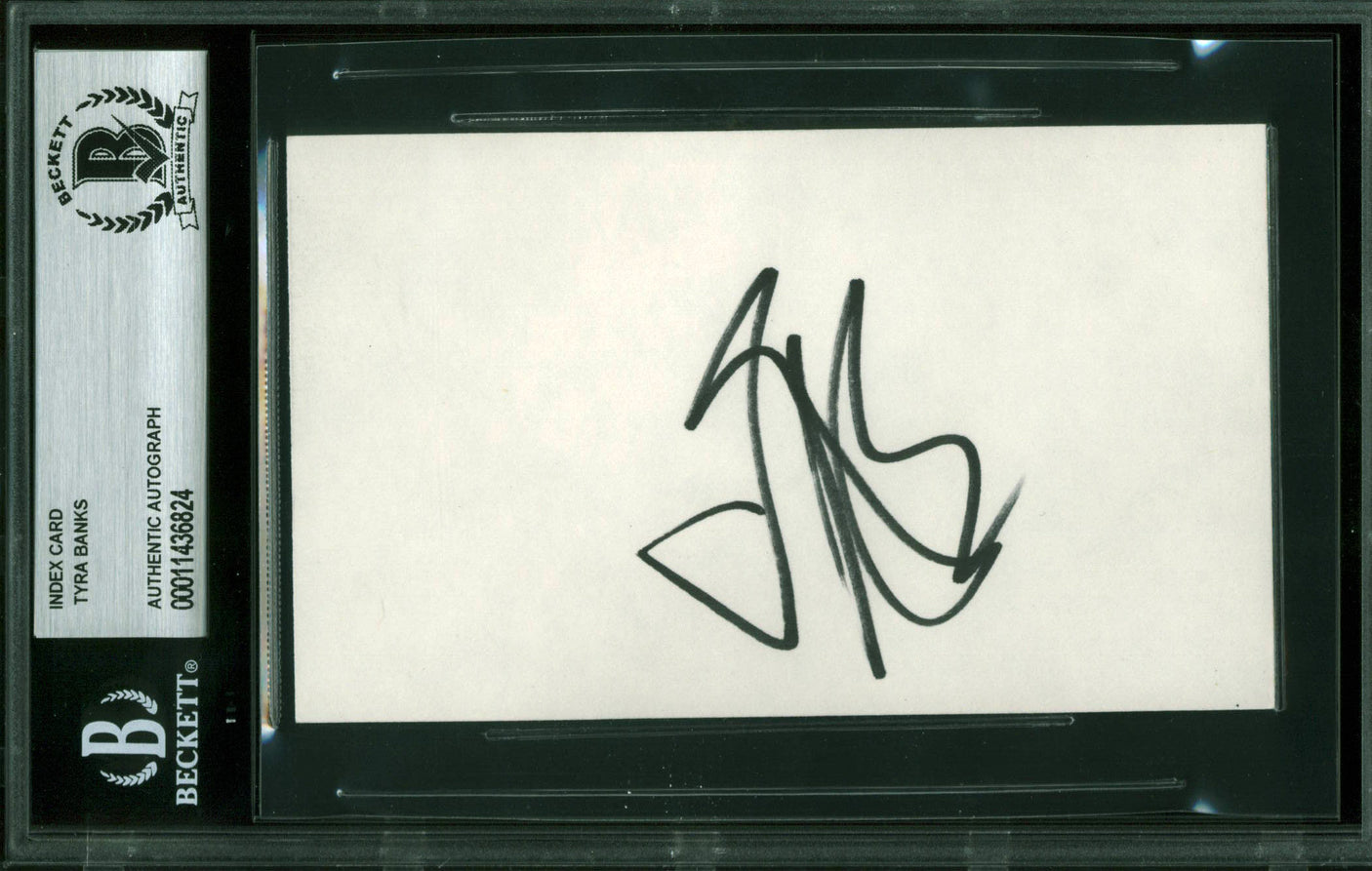 Tyra Banks America's Next Top Model Authentic Signed 3x5 Index Card BAS Slabbed