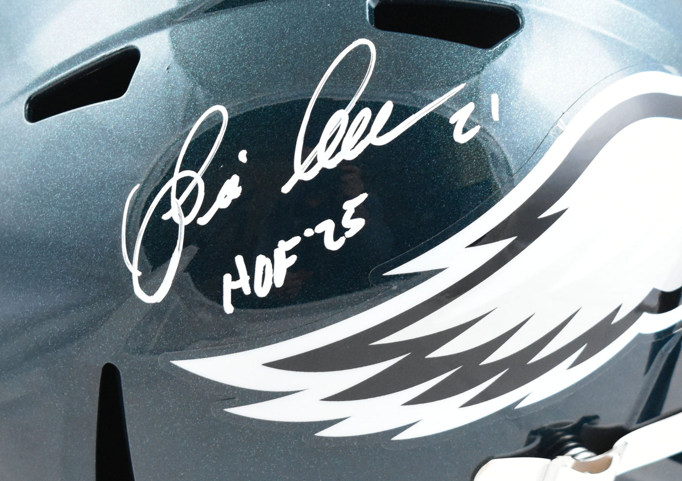 Eric Allen Autographed Philadelphia Eagles F/S Speed Helmet HOF- Beckett W Holo