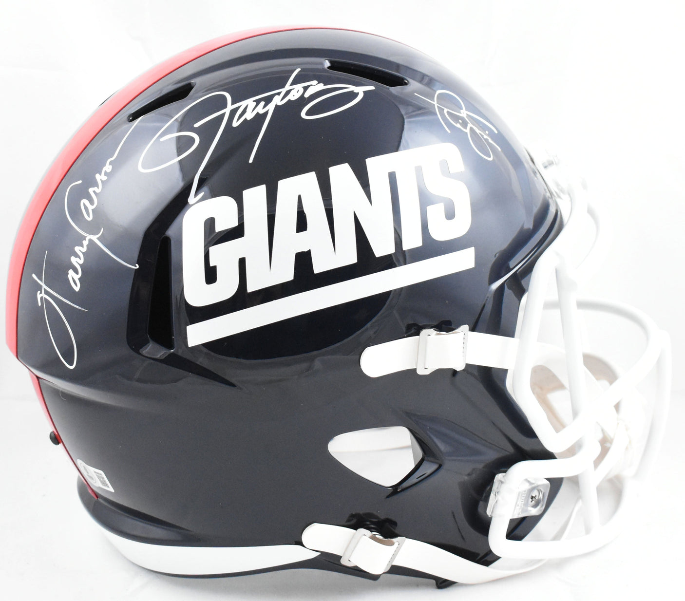 Taylor/Carson/Simms Autographed New York Giants F/S Speed Helmet-Beckett W Holo