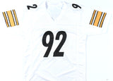 James Harrison Autographed White Pro Style Jersey - Beckett W Hologram *Silver