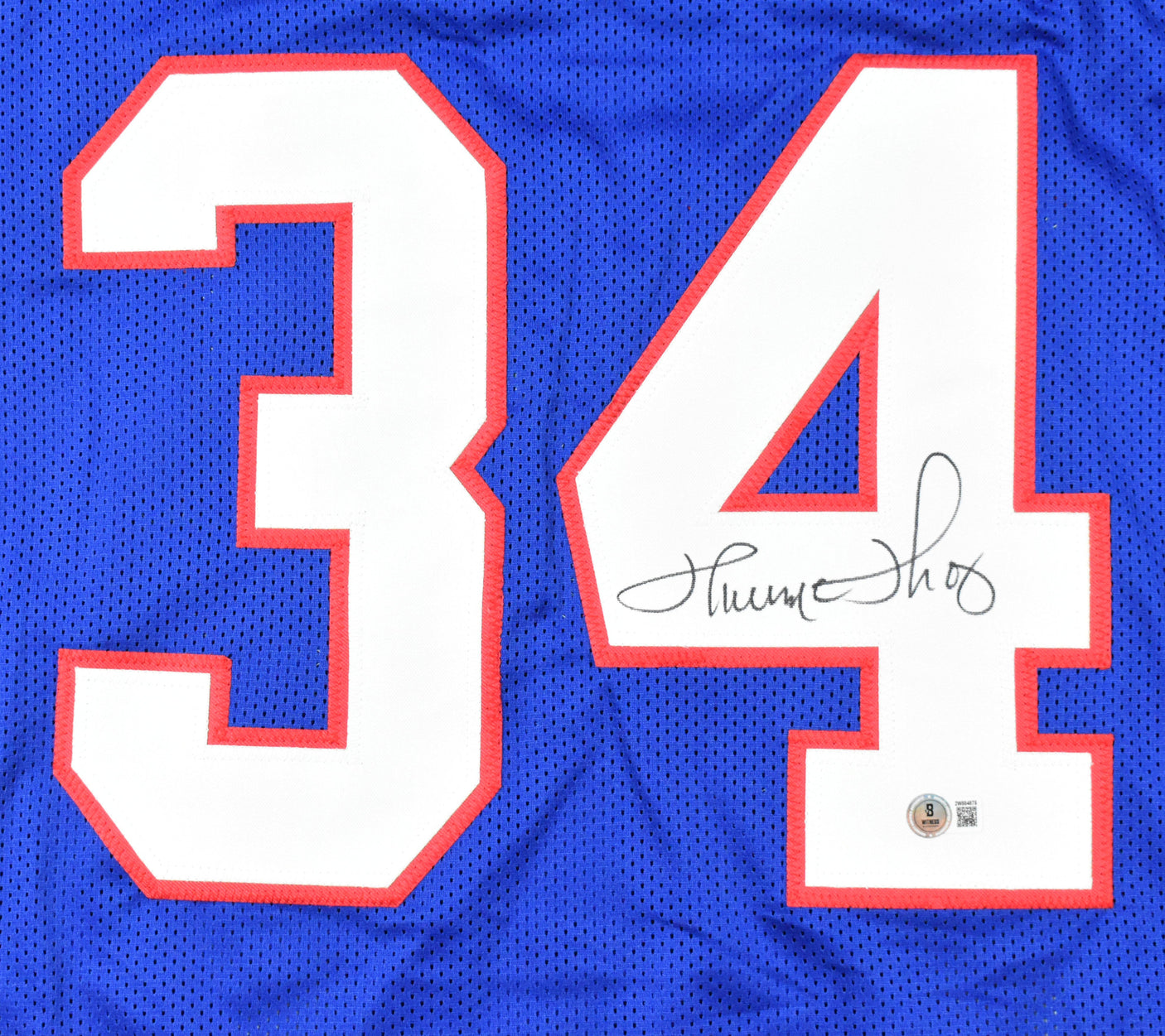 Thurman Thomas Autographed Blue Pro Style Jersey - Beckett W Hologram *Black