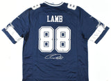 CeeDee Lamb Autographed Dallas Cowboys Blue Nike Game Jersey - Fanatics *Silver