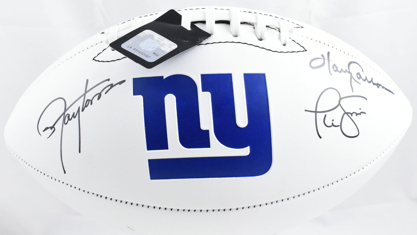 Taylor/Simms/Carson Autographed New York Giants Logo Football - Beckett W Holo