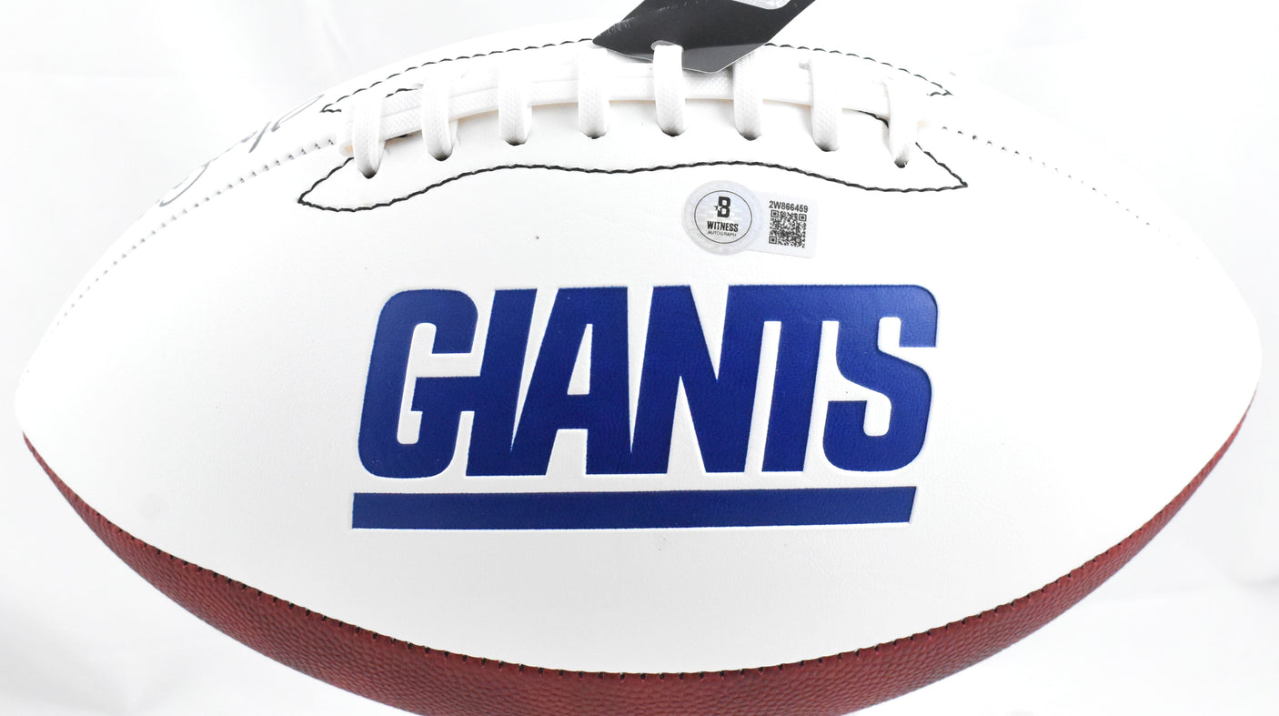 Taylor/Simms/Carson Autographed New York Giants Logo Football - Beckett W Holo
