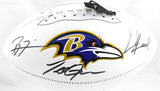 Suggs/Lewis/Reed Autographed Ravens Logo Football - Beckett W Hologram *Black