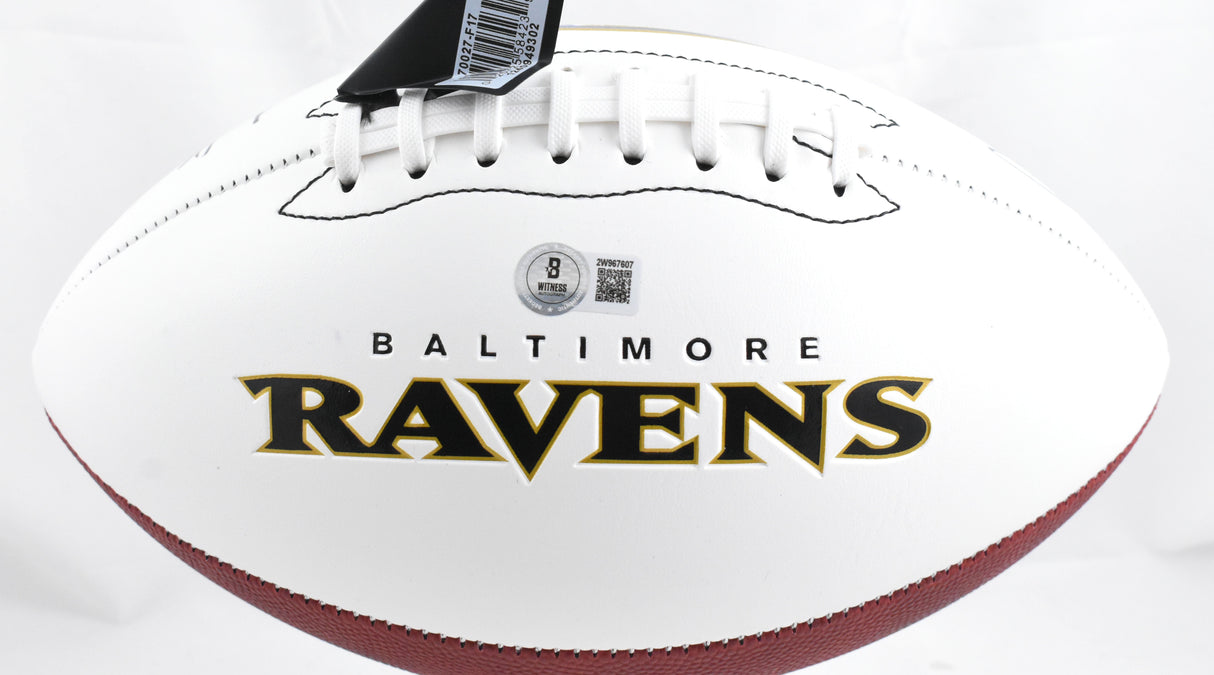 Suggs/Lewis/Reed Autographed Ravens Logo Football - Beckett W Hologram *Black