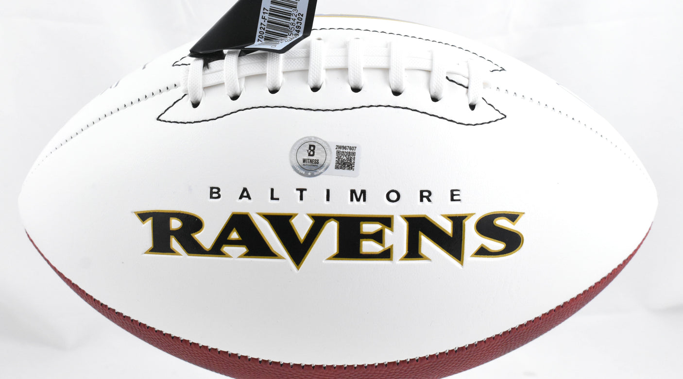 Suggs/Lewis/Reed Autographed Ravens Logo Football - Beckett W Hologram *Black