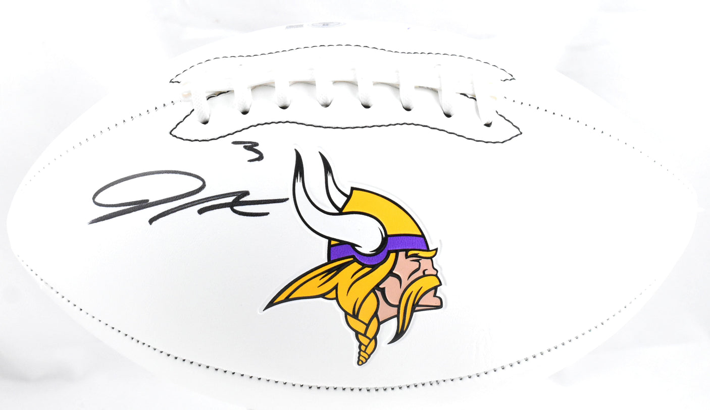 Jordan Addison Autographed Minnesota Vikings Logo Football -Beckett W Hologram