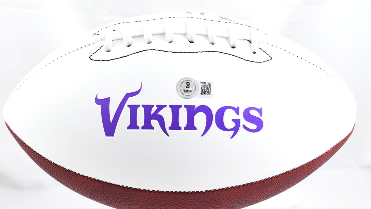 Jordan Addison Autographed Minnesota Vikings Logo Football -Beckett W Hologram