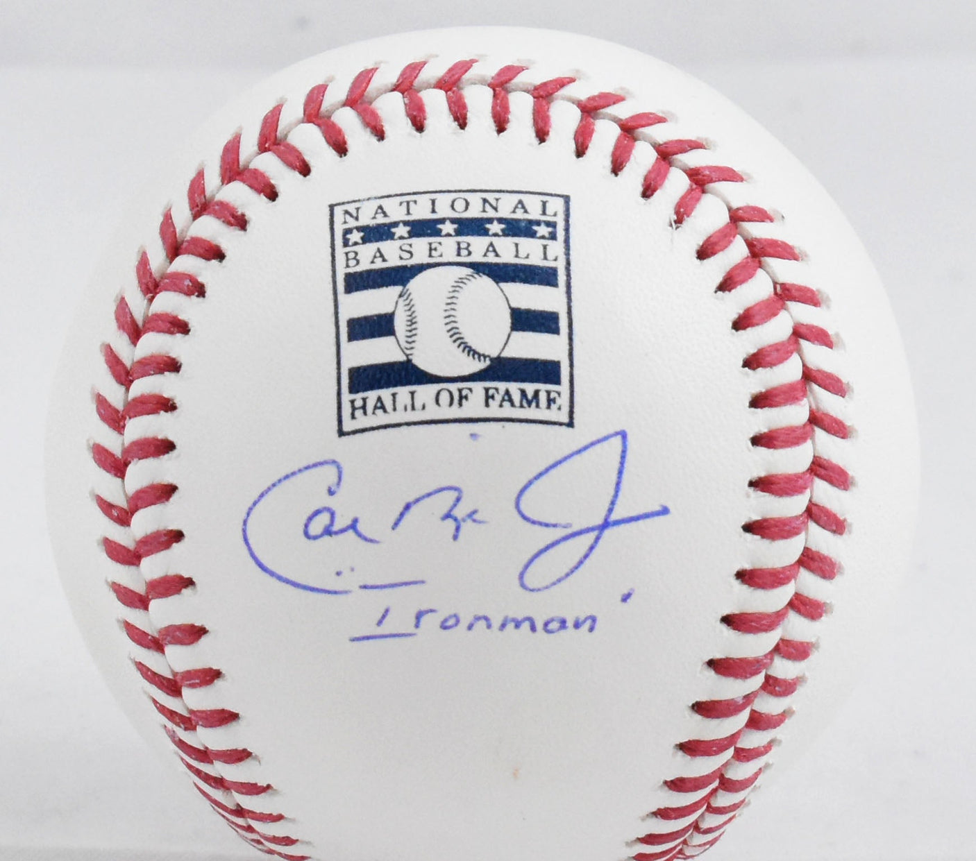 Cal Ripken Jr Autographed Rawlings HOF OML Baseball w/Ironman - Fanatics *Blue
