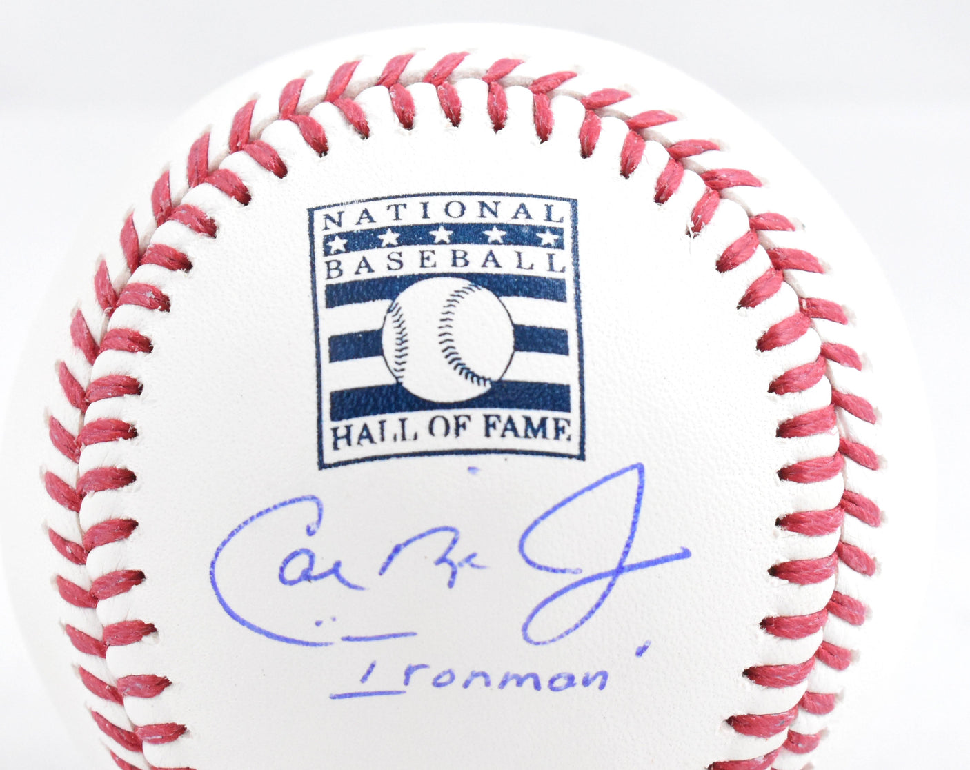 Cal Ripken Jr Autographed Rawlings HOF OML Baseball w/Ironman - Fanatics *Blue