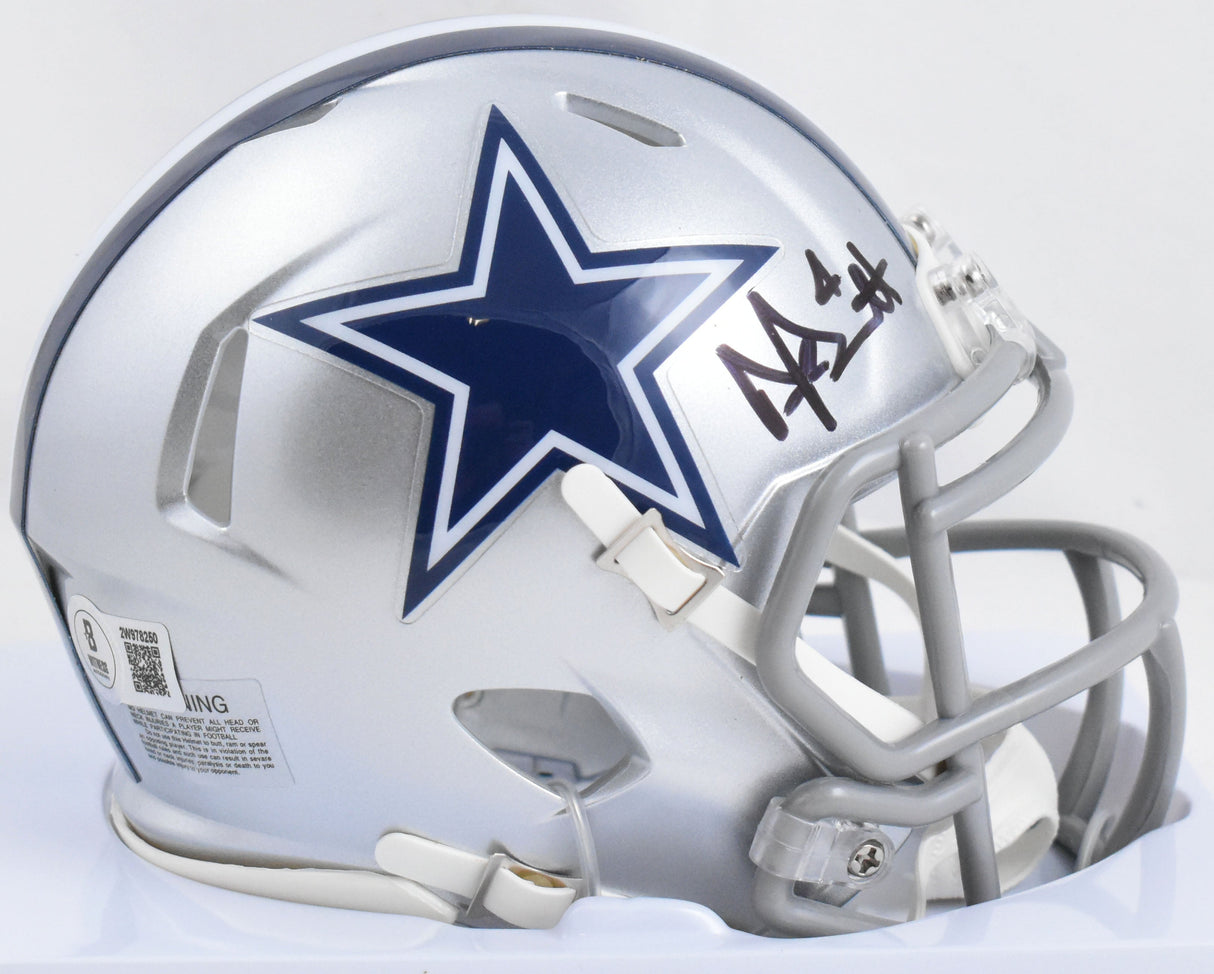 Dak Prescott Autographed Dallas Cowboys Speed Mini Helmet - Beckett W Hologram