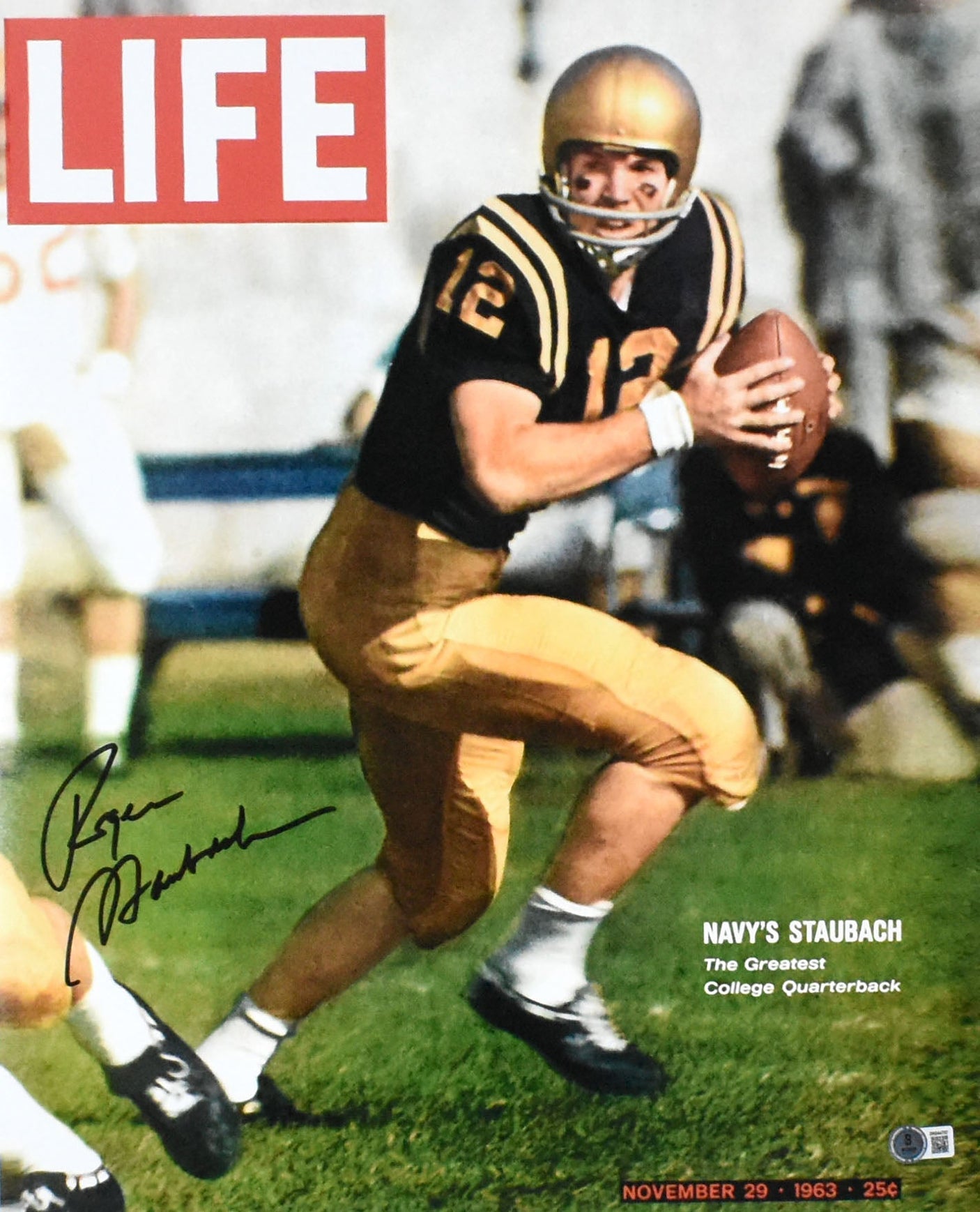 Roger Staubach Autographed Navy 16x20 Life Magazine Photo - Beckett W Hologram