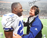 Emmitt Smith Jimmy Johnson Signed Cowboys 16x20 Celebration Photo-Beckett W Holo