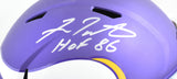 Fran Tarkenton Autographed Vikings F/S Tribute Speed Helmet w/HOF - Beckett W Holo
