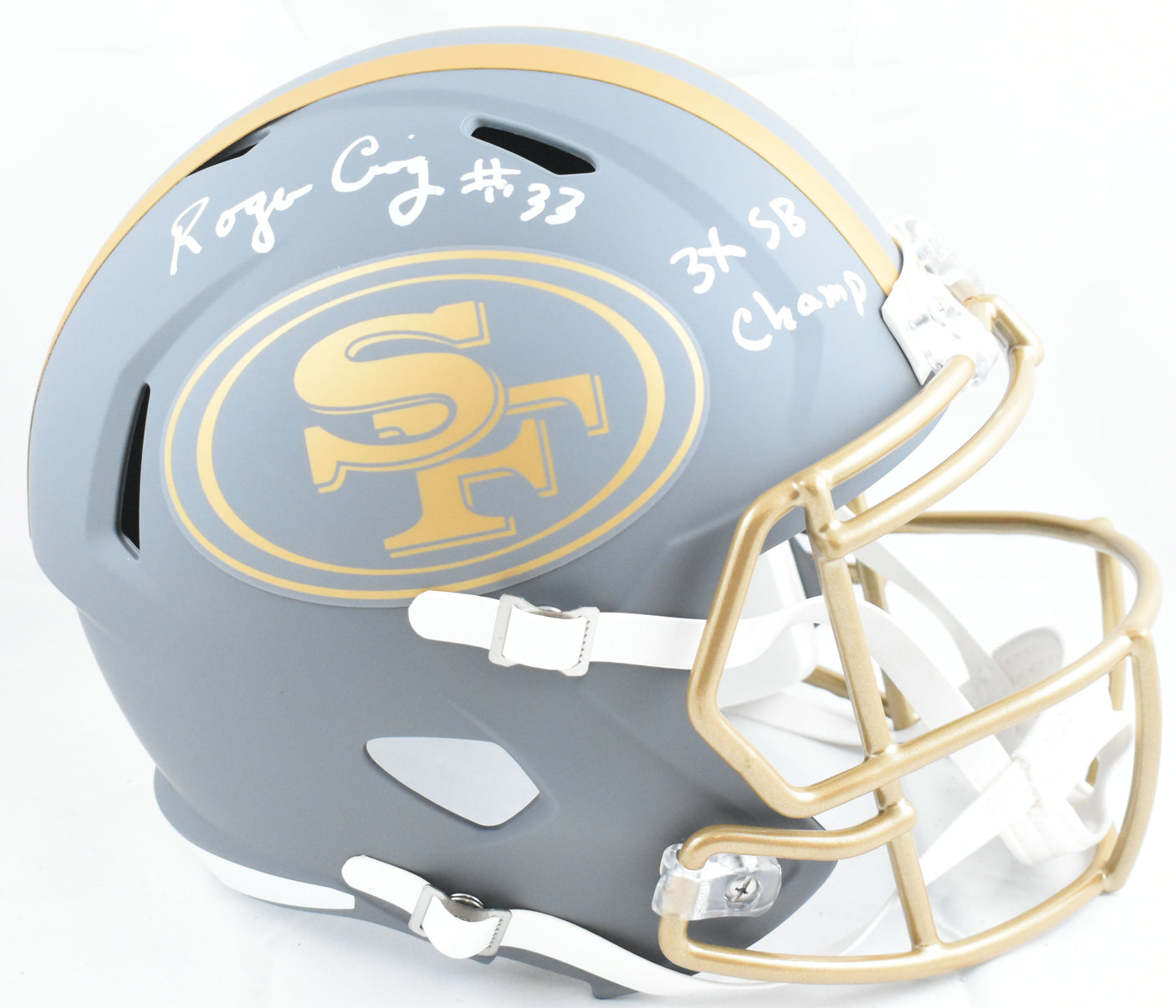 Roger Craig Autographed 49ers F/S Slate Speed Helmet w/3x SBChamp-Beckett W Holo