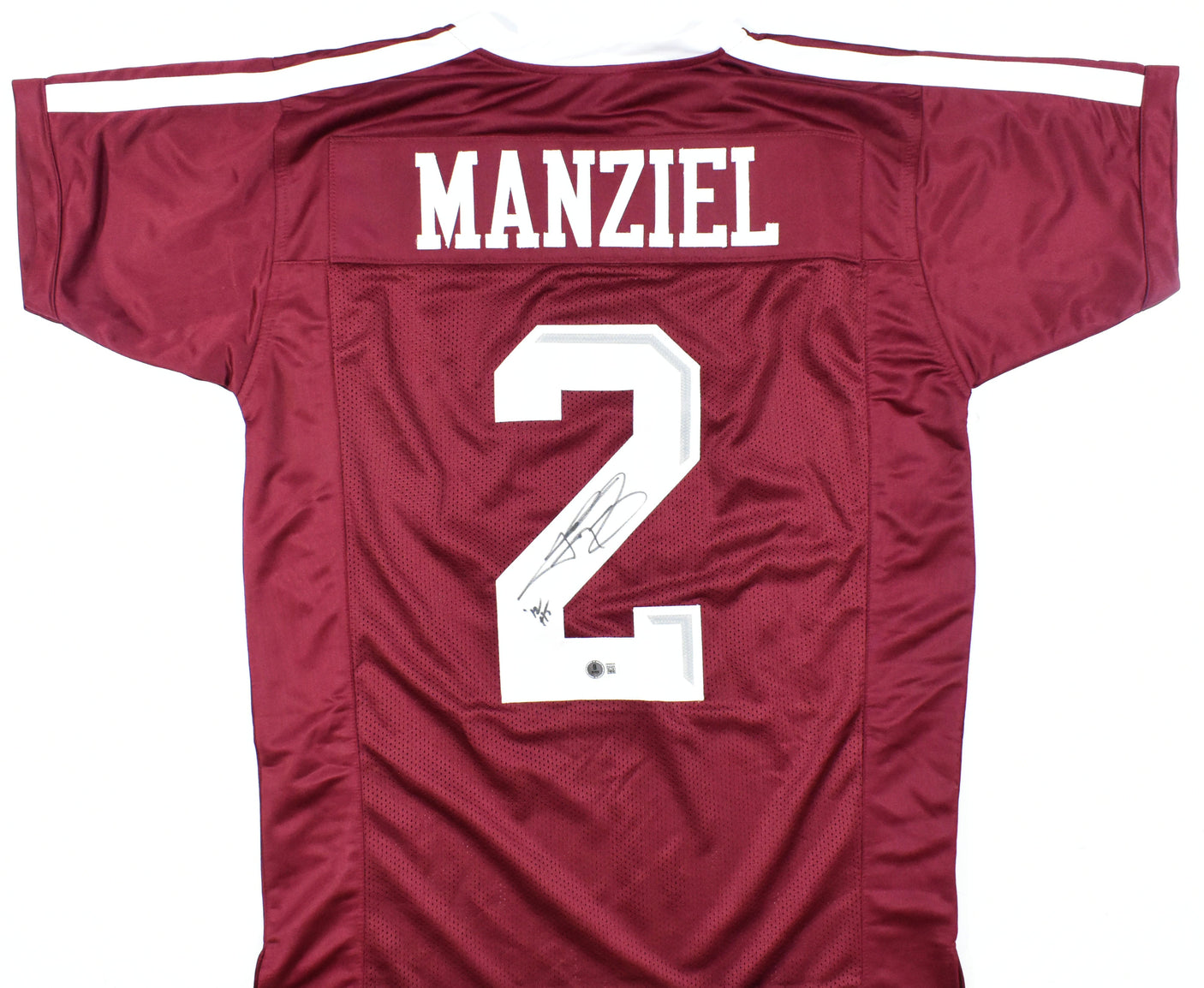 Johnny Manziel Autographed Maroon College Style Jersey w/HT -Beckett W Hologram