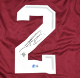 Johnny Manziel Autographed Maroon College Style Jersey w/HT -Beckett W Hologram