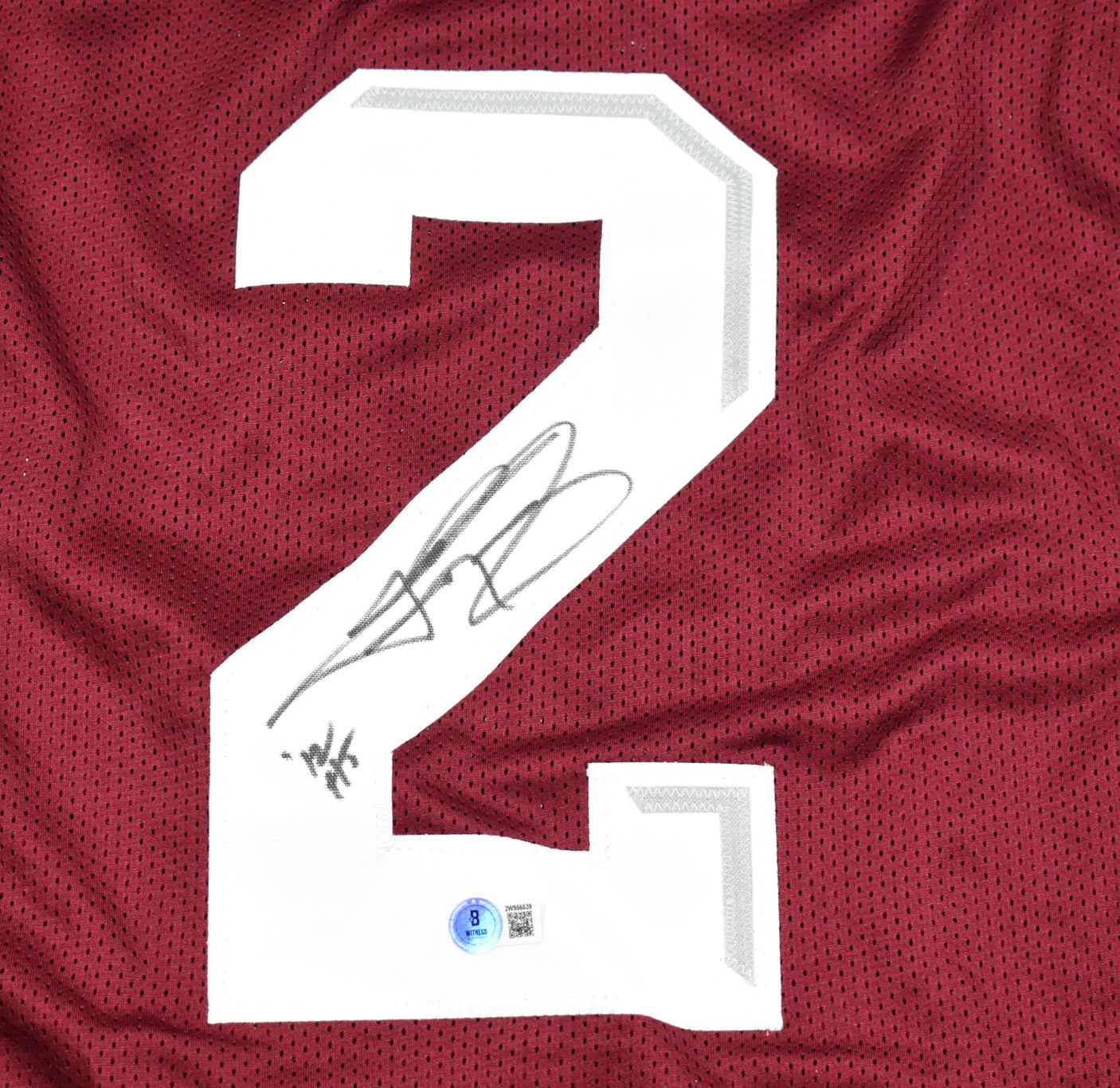 Johnny Manziel Autographed Maroon College Style Jersey w/HT -Beckett W Hologram
