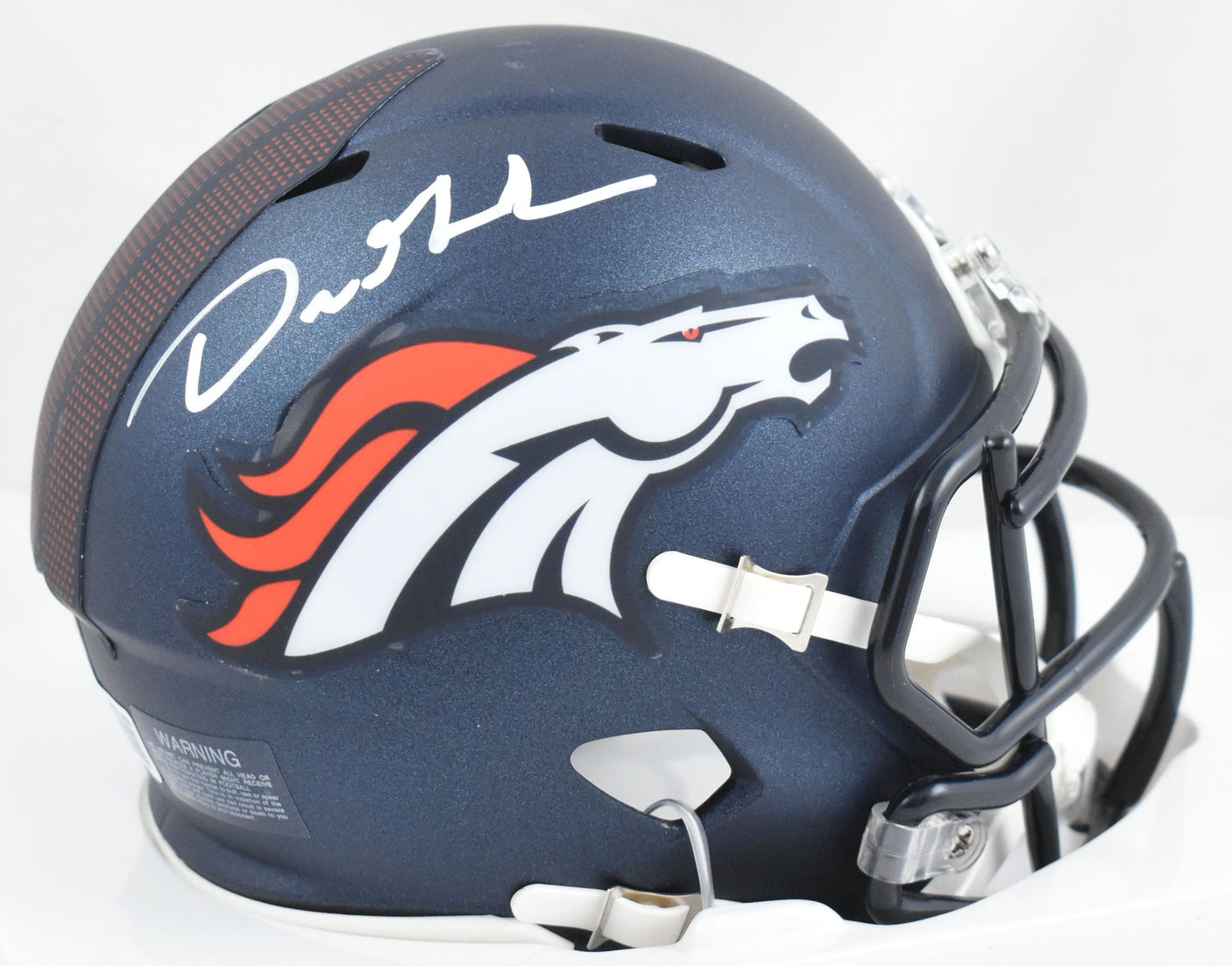 Dre Greenlaw Autographed Denver Broncos Speed Mini Helmet - Beckett W Hologram