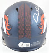 Dre Greenlaw Autographed Denver Broncos Speed Mini Helmet - Beckett W Hologram