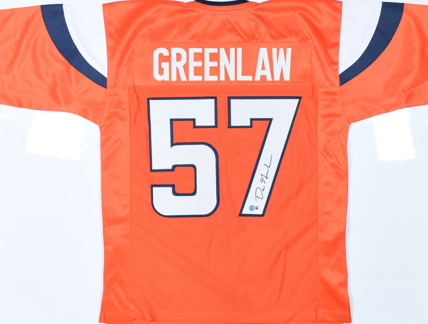 Dre Greenlaw Autographed Orange Pro Style Jersey - Beckett W Hologram *Black
