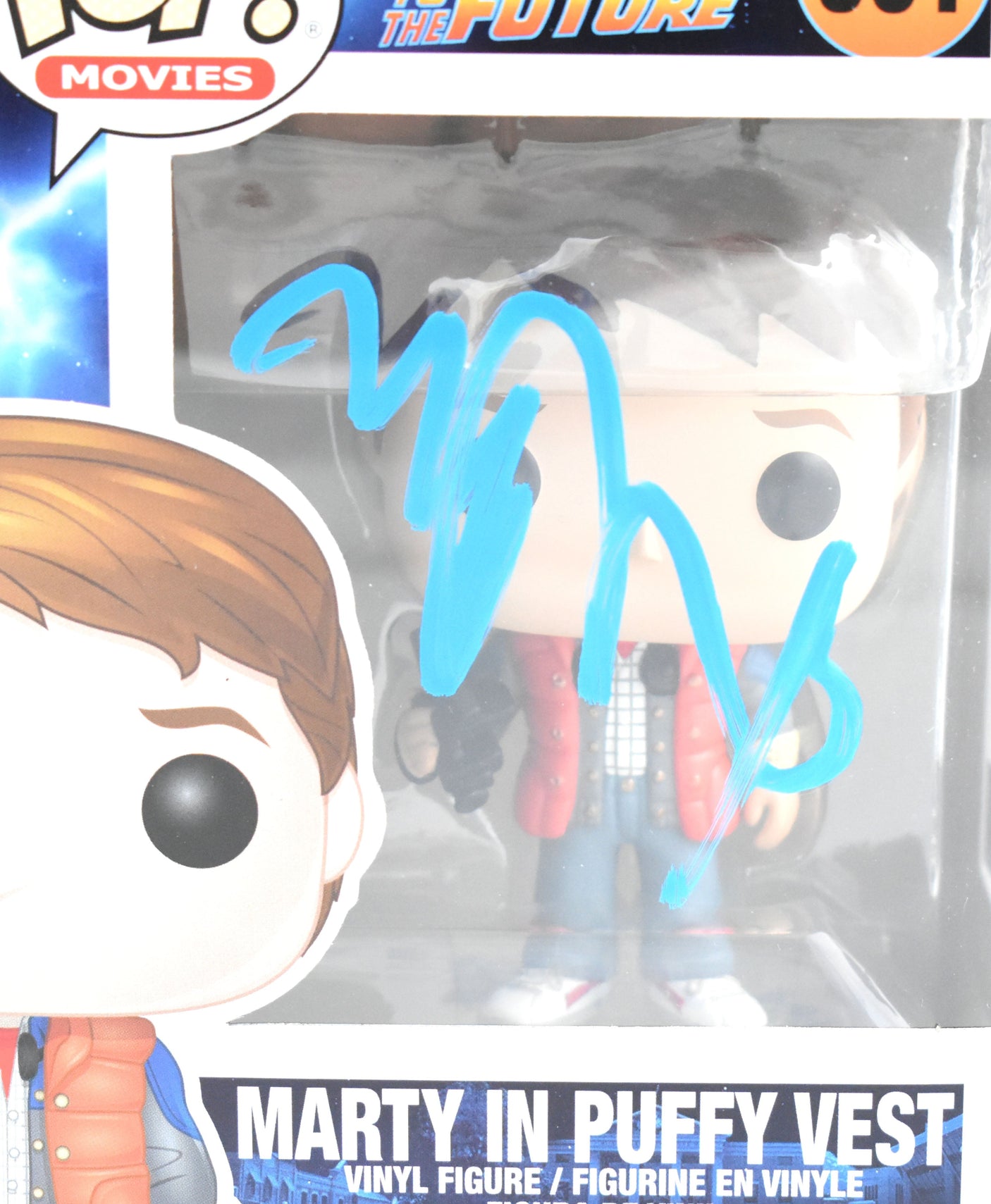 Michael J. Fox Autographed Marty Vest Funko Pop #961 BTTF - Beckett W Hologram