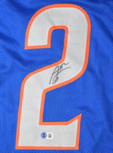 Ashton Jeanty Autographed Blue College Style Jersey - Beckett W Hologram *Black