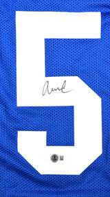 Abdul Carter Autographed Blue Pro Style Jersey - Beckett W Hologram