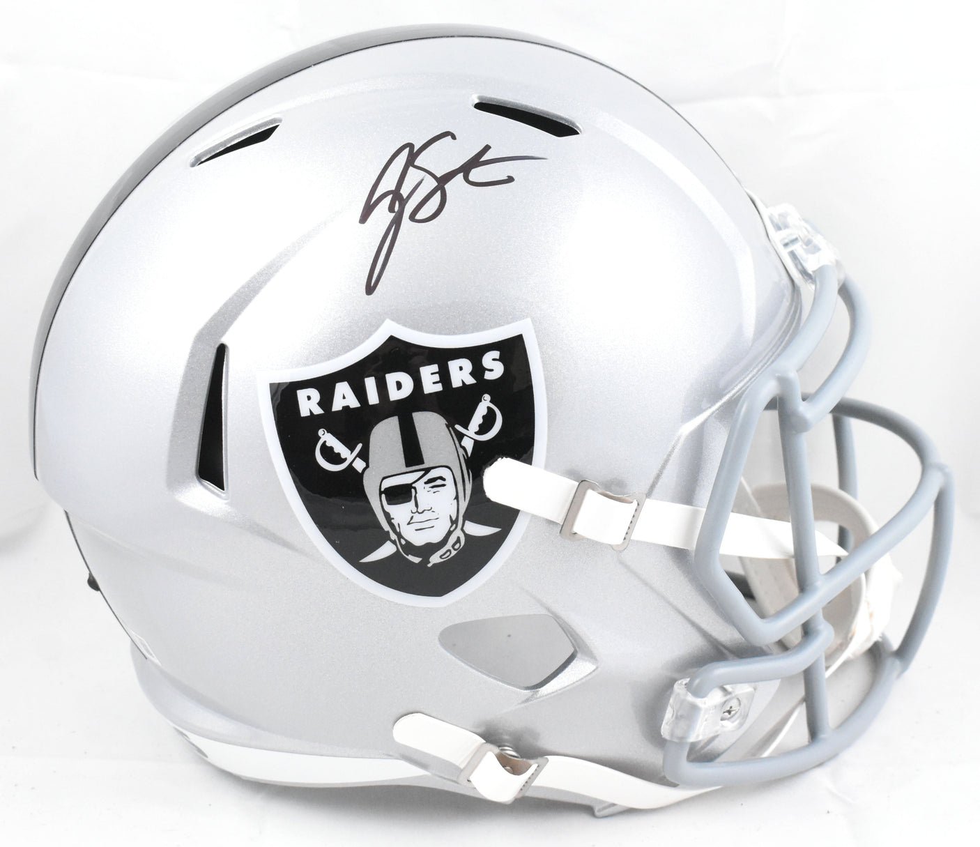 Geno Smith Autographed Las Vegas Raiders F/S Speed Helmet - Beckett W Hologram
