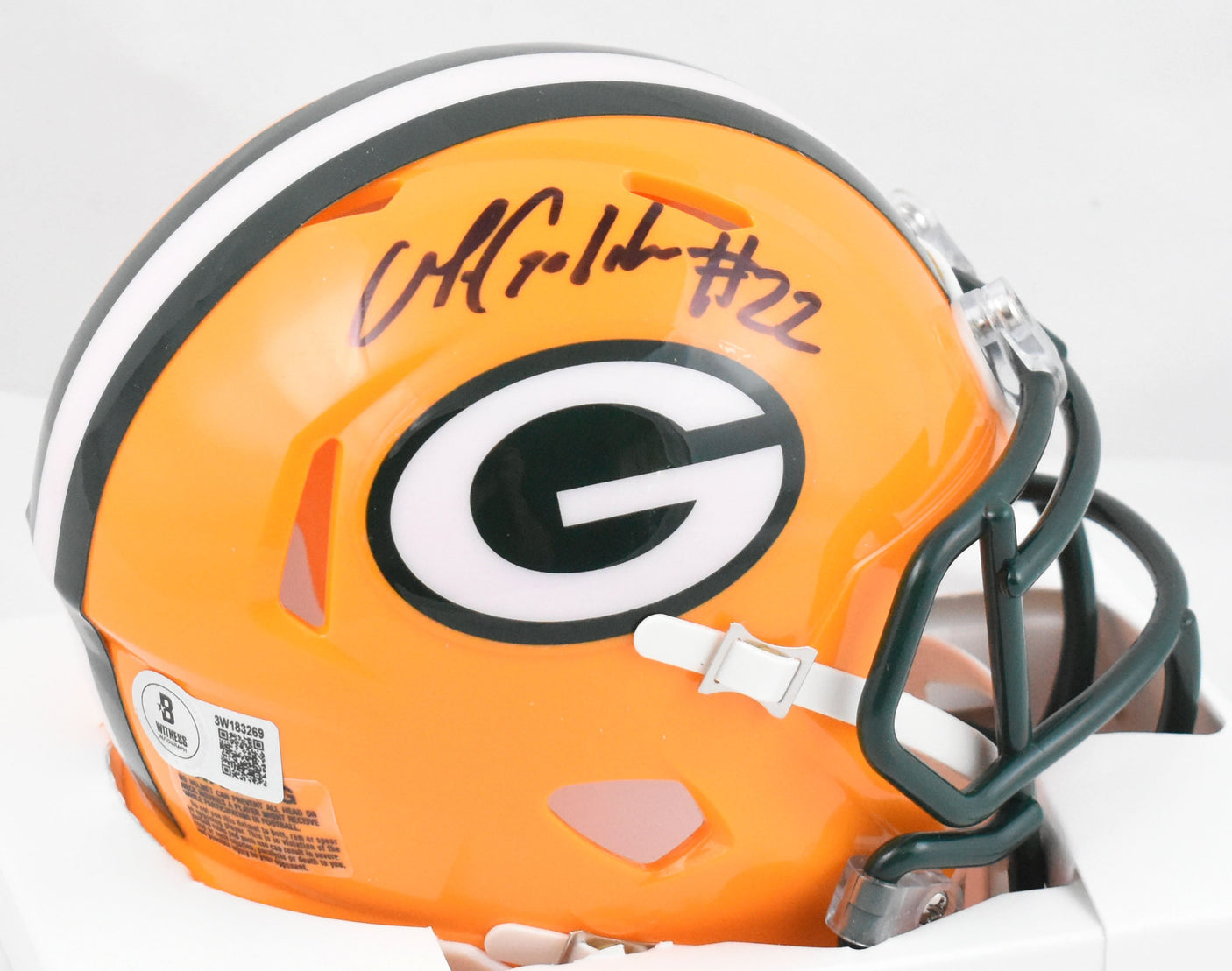 Matthew Golden Autographed Green Bay Packers Speed Mini Helmet - Beckett W Holo