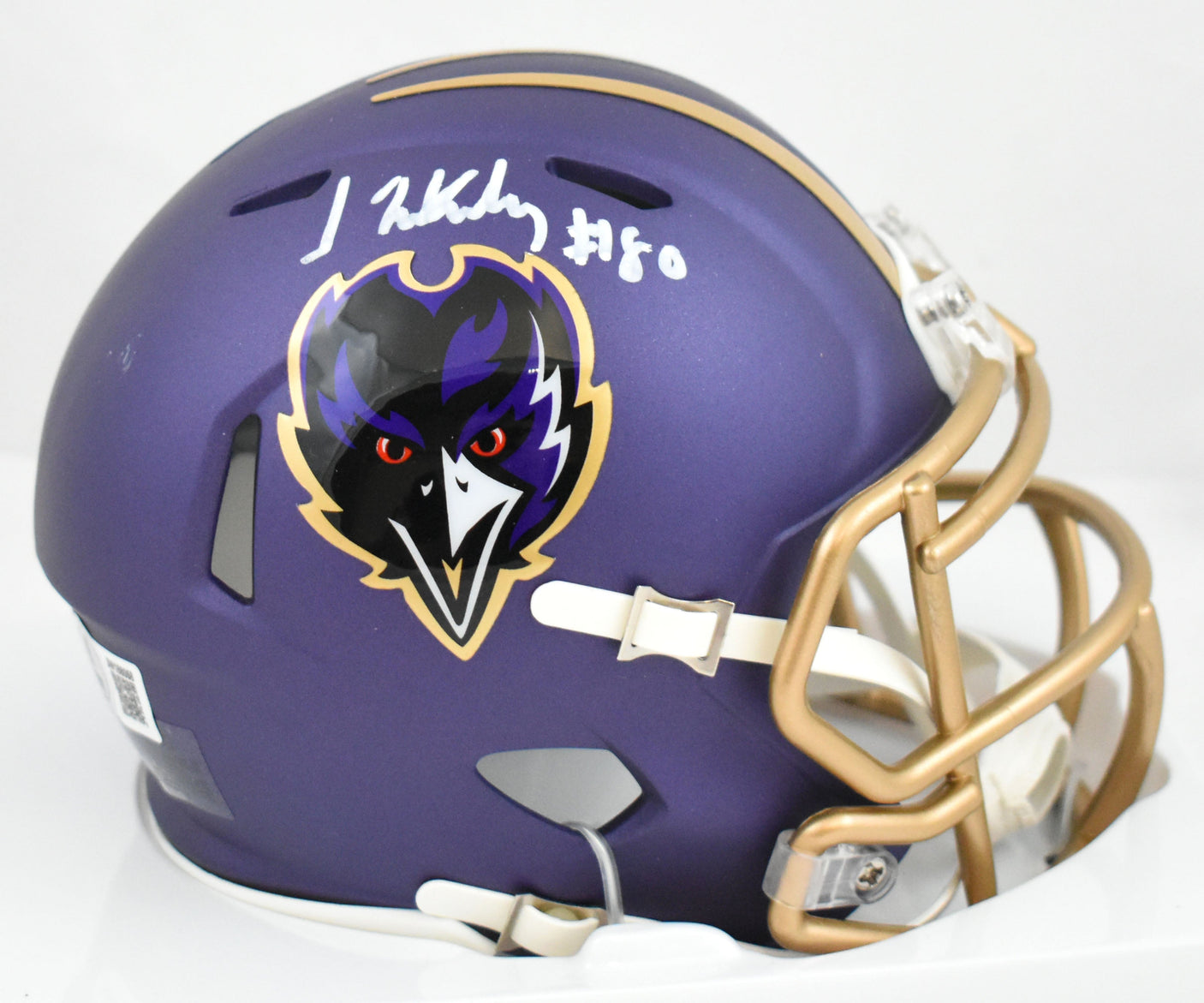 Isaiah Likely Autographed Ravens ALT 24 Speed Mini Helmet - Beckett W Hologram