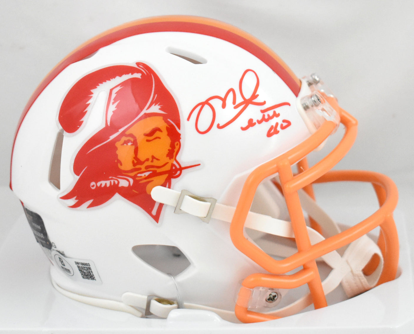 Mike Alstott Autographed Buccaneers 76-96 Speed Mini Helmet - Beckett W Hologram