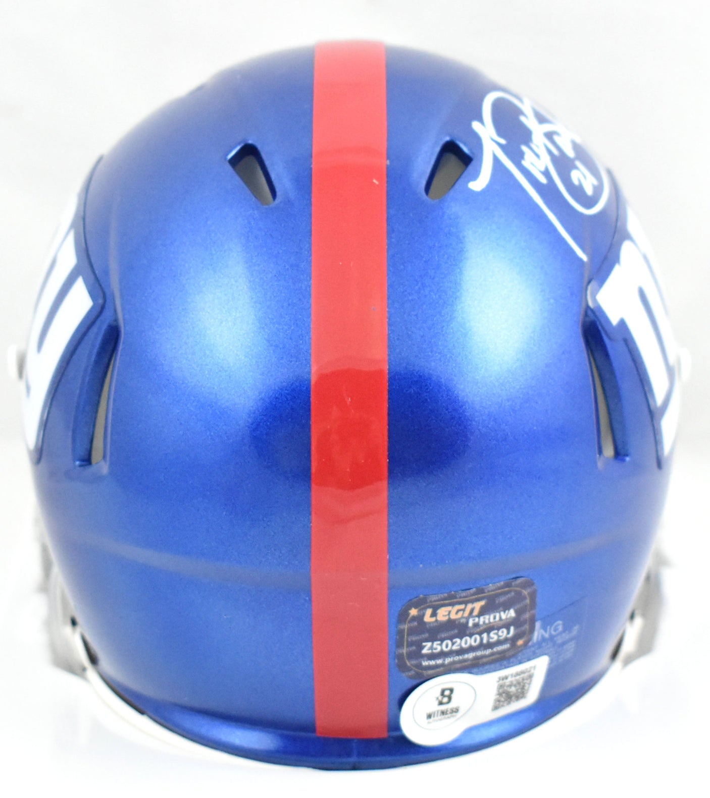 Tiki Barber Autographed New York Giants Speed Mini Helmet- Beckett W Holo *White