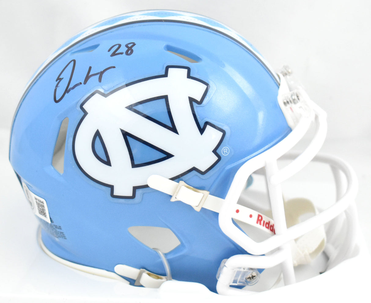 Omarion Hampton Autographed North Carolina Speed Mini Helmet - Beckett W Holo