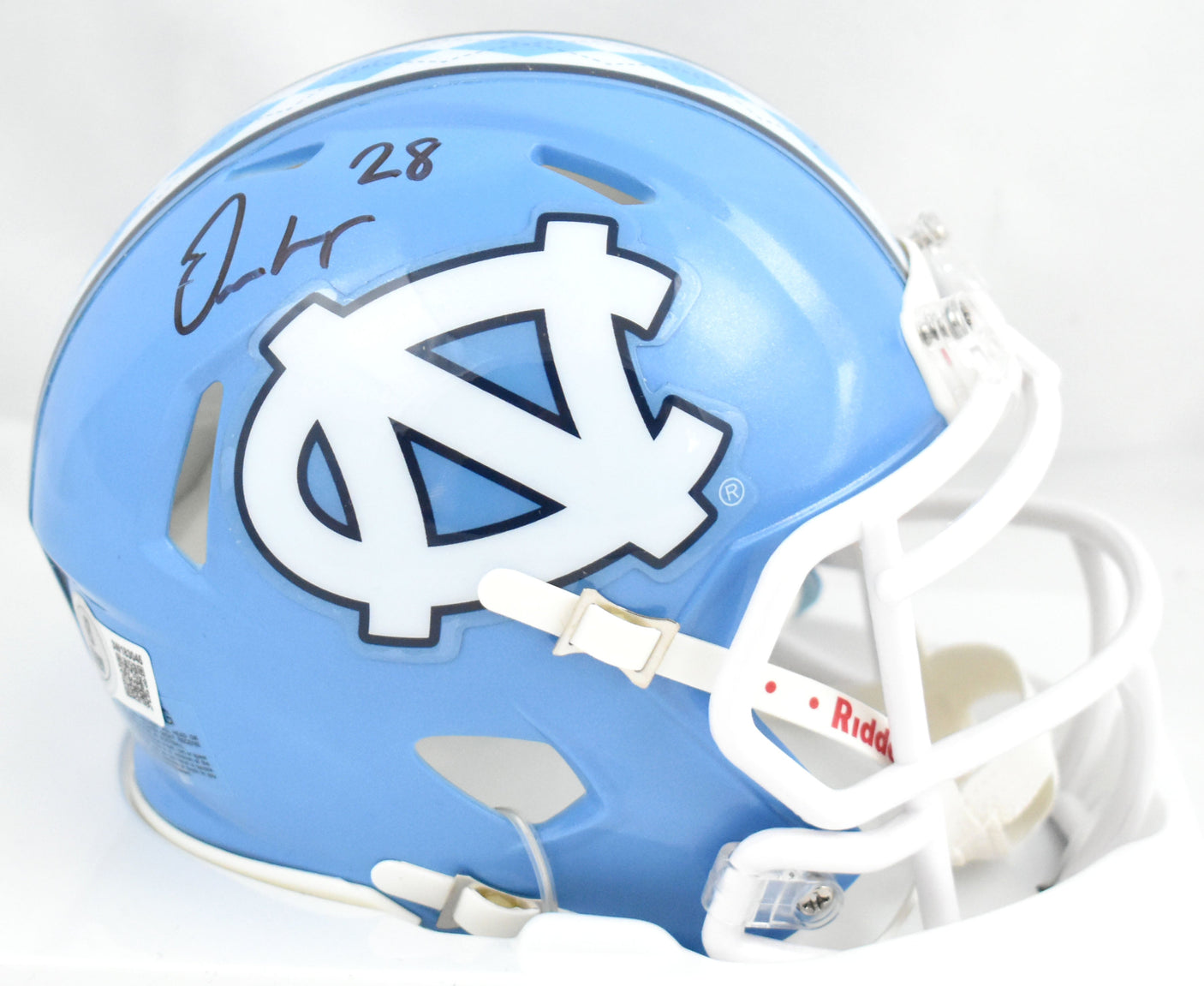 Omarion Hampton Autographed North Carolina Speed Mini Helmet - Beckett W Holo