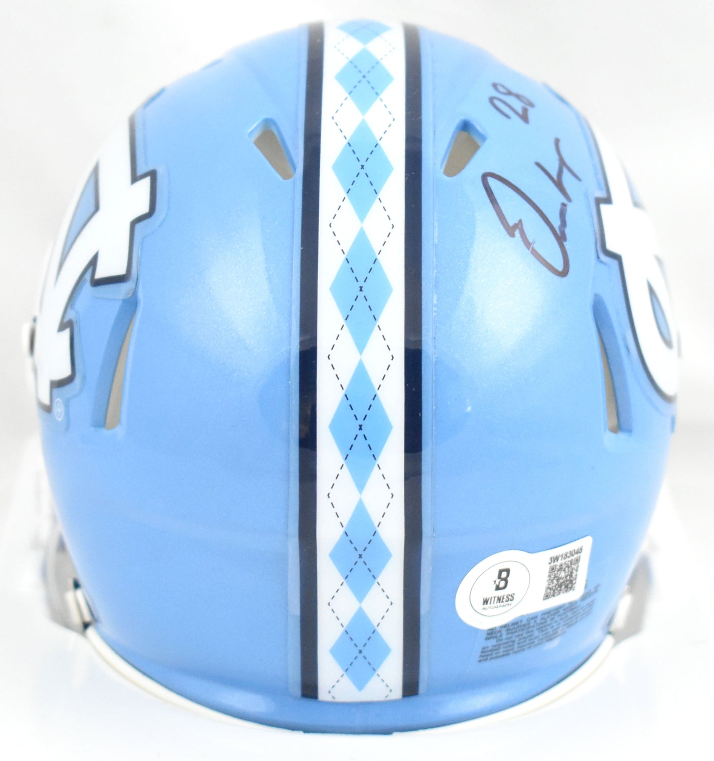 Omarion Hampton Autographed North Carolina Speed Mini Helmet - Beckett W Holo