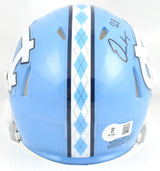 Omarion Hampton Autographed North Carolina Speed Mini Helmet - Beckett W Holo