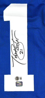 Tiki Barber Autographed Blue Pro Style Jersey - Beckett W Hologram *Black