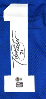Tiki Barber Autographed Blue Pro Style Jersey - Beckett W Hologram *Black