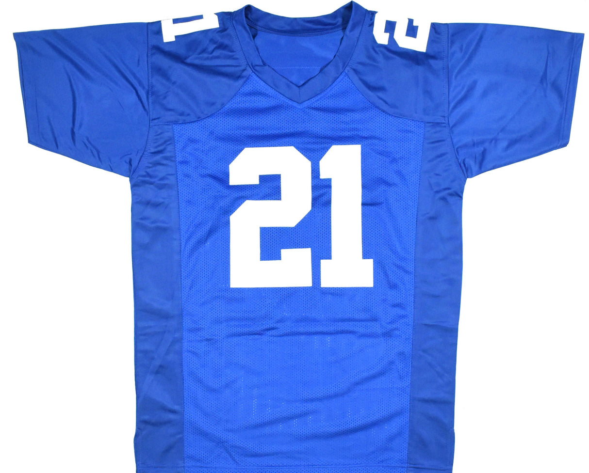 Tiki Barber Autographed Blue Pro Style Jersey - Beckett W Hologram *Black