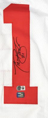 Tiki Barber Autographed White Pro Style Jersey - Beckett W Hologram *Black