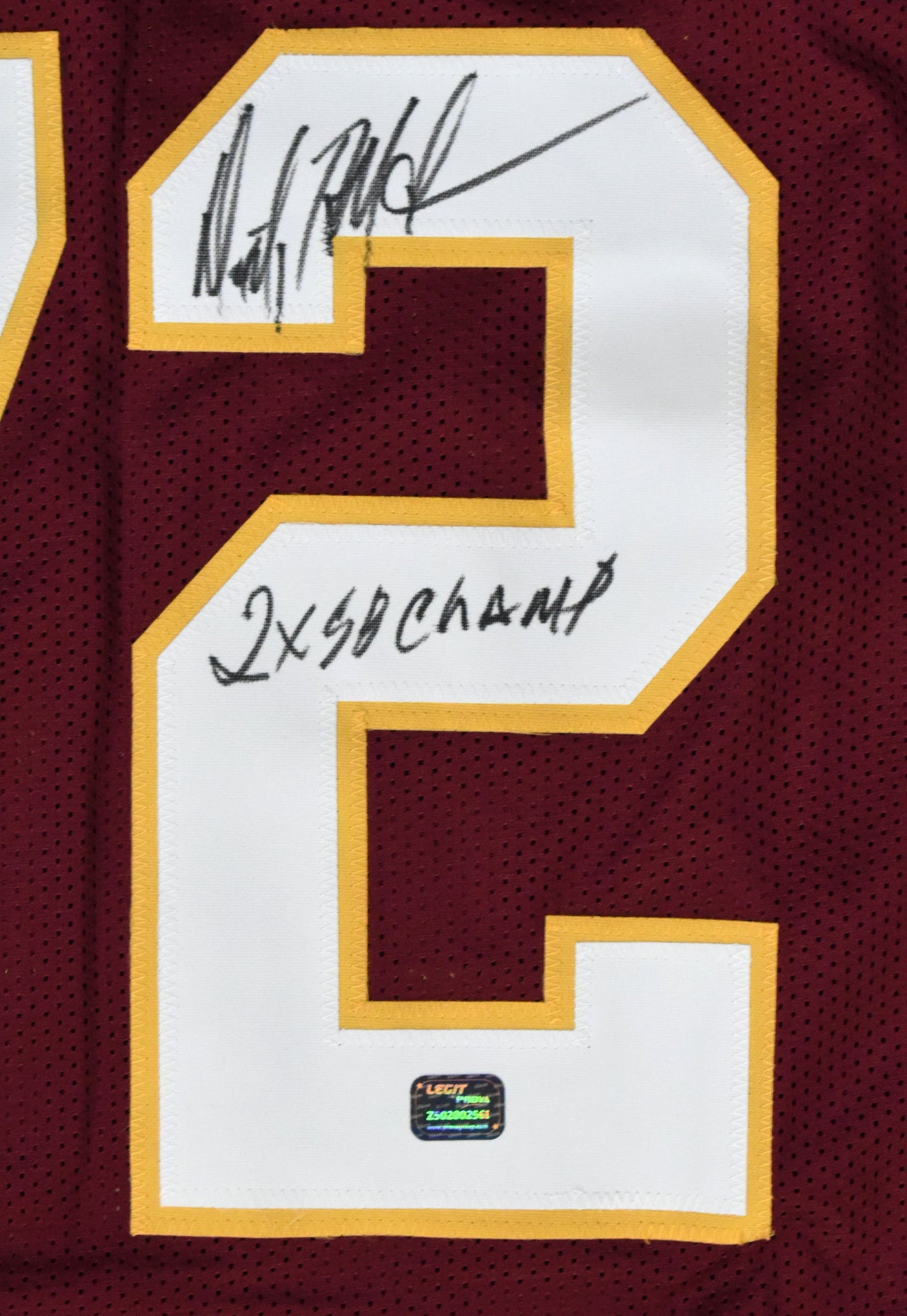 Dexter Manley Autographed Maroon Pro Style Jersey 2x SB Champ - Prova *Black