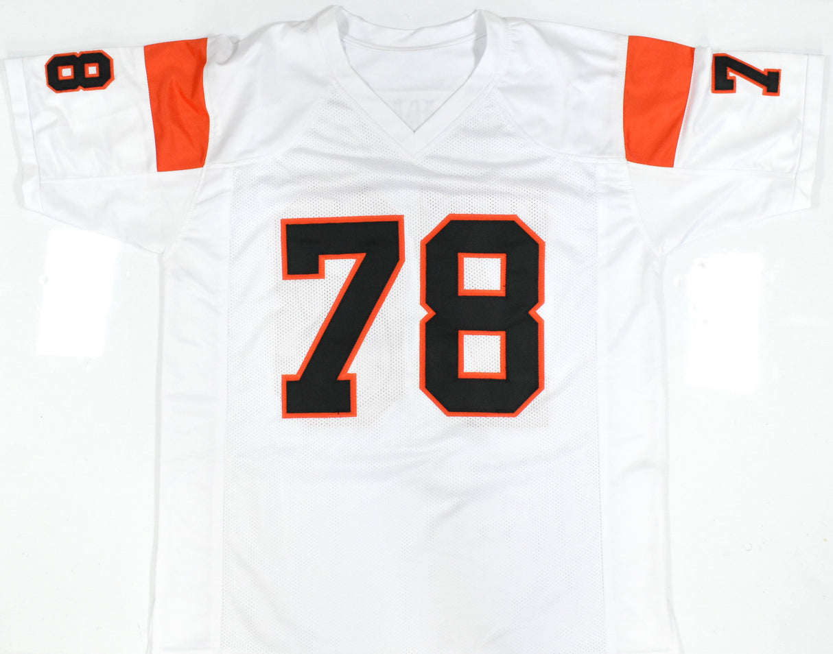 Anthony Munoz Autographed White Pro Style Jersey HOF - Prova *Silver