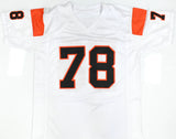 Anthony Munoz Autographed White Pro Style Jersey HOF - Prova *Silver
