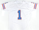 Warren Moon Autographed White Pro Style Jersey HOF - Beckett W Hologram *Silver