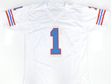 Warren Moon Autographed White Pro Style Jersey HOF - Beckett W Hologram *Silver